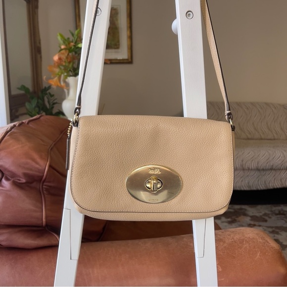 Coach Handbags - Coach Leather Crossbody Bag in Beige